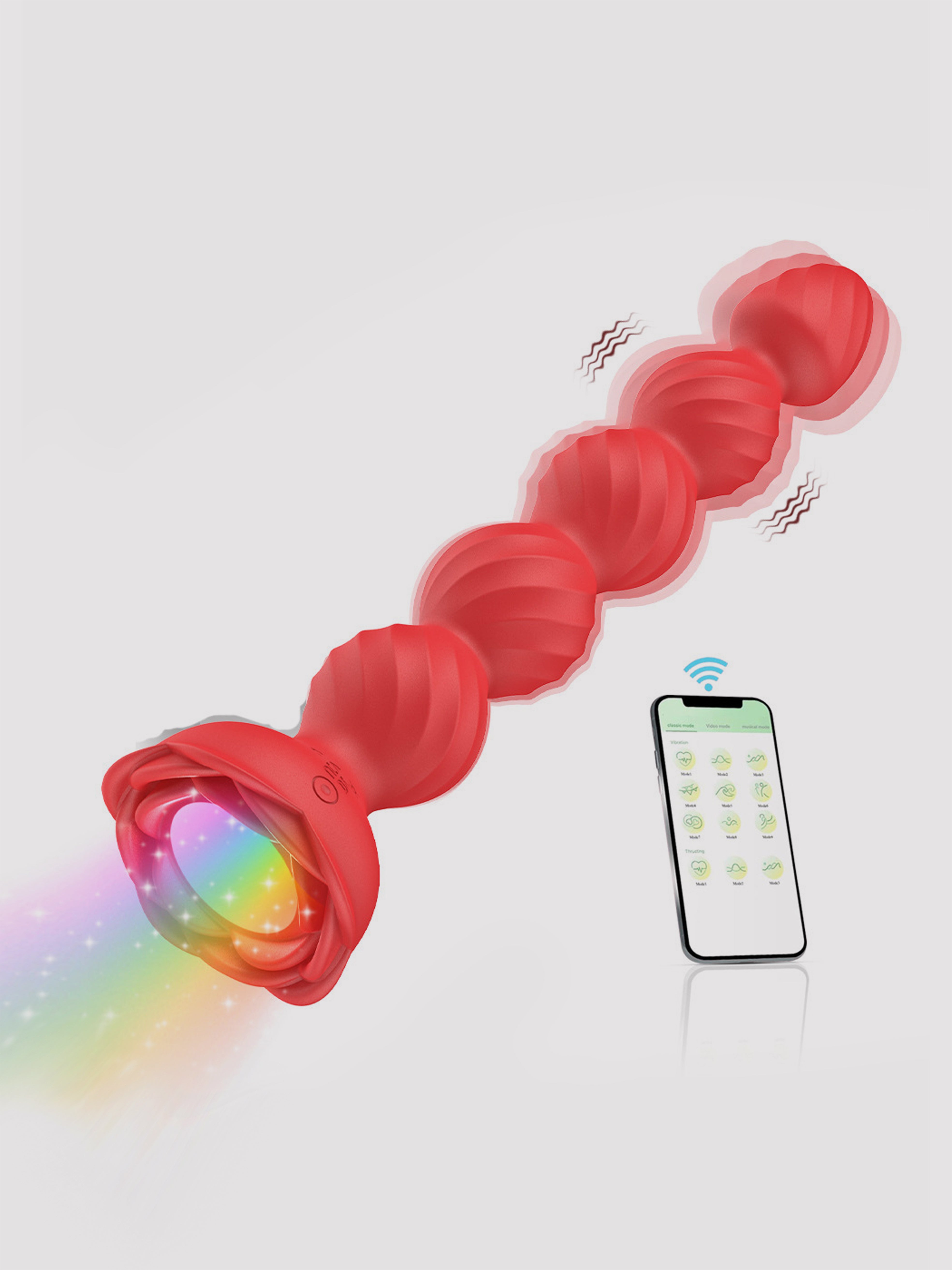 Glowing Rose 5-Bead Anal Massager