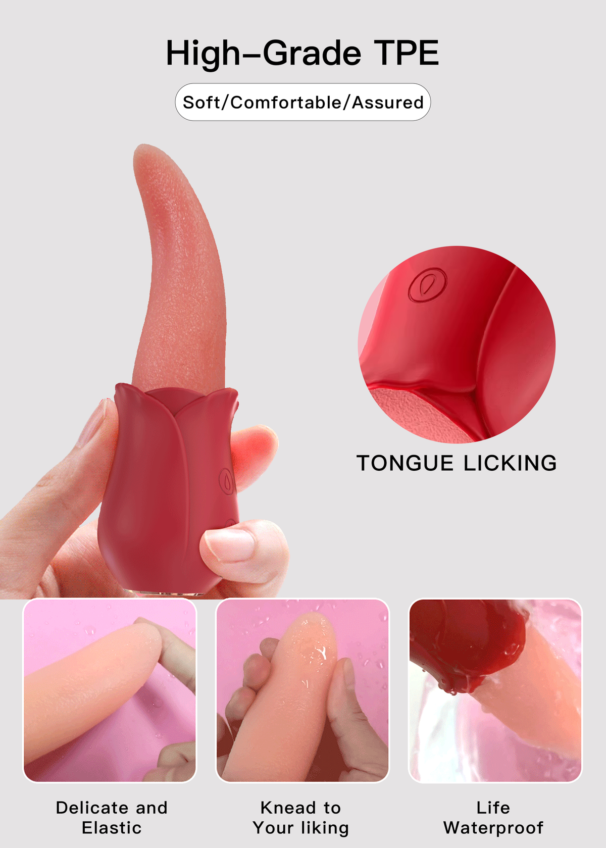 Tongue Licking Clitoral Vibrator Rose Oral Stimulator