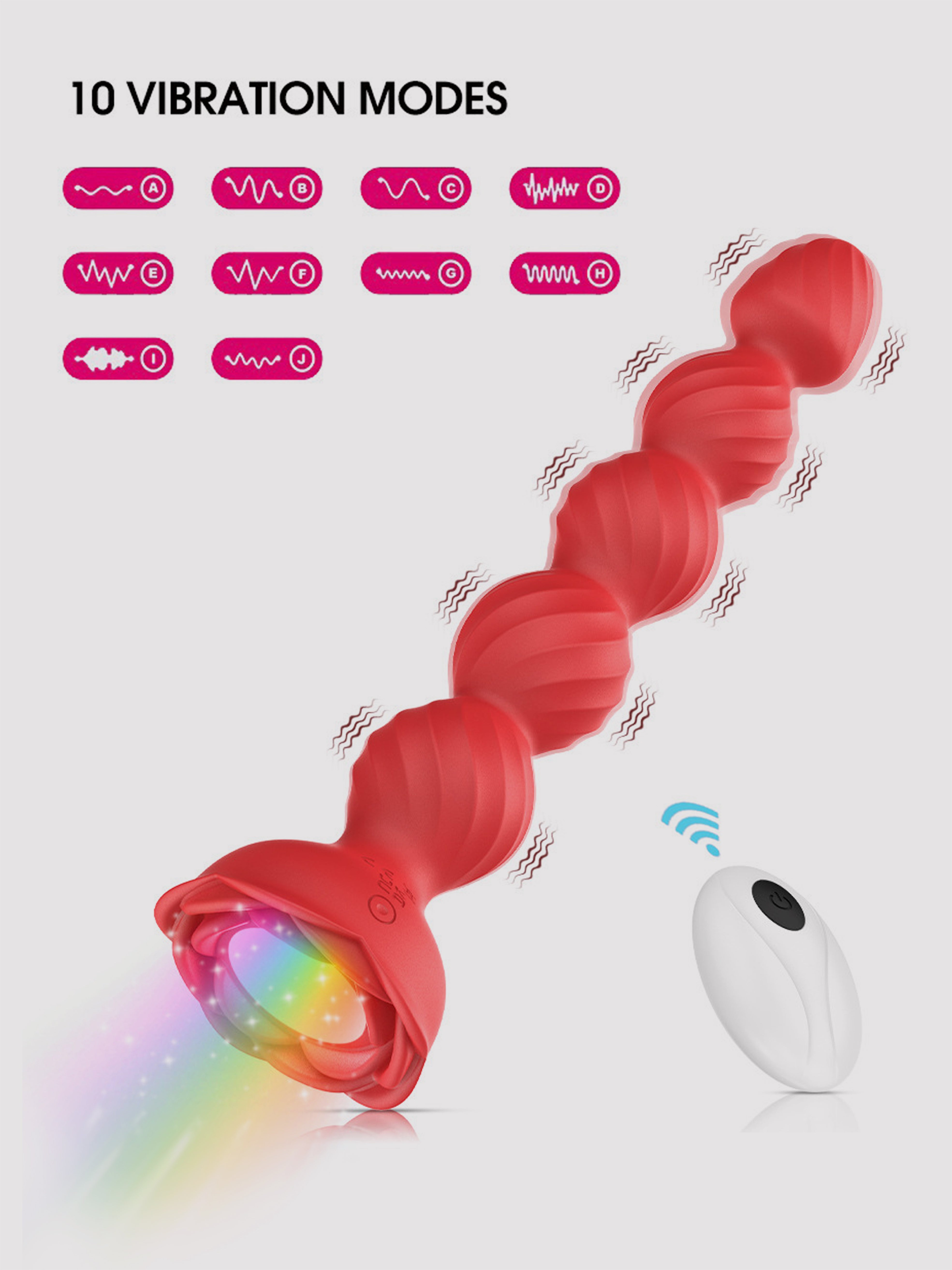 Glowing Rose 5-Bead Anal Massager